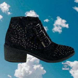 Rocker Studded Velvet Ankle Boots 5